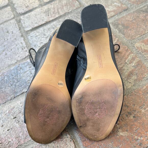 Vince Camuto Cleia Lace Up Open Toe Bootie Black Leather Size 7.5 - Picture 5 of 6